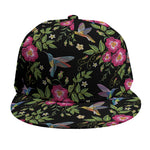 Wild Flowers And Hummingbird Print Snapback Cap