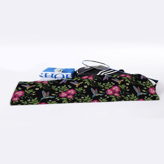 Wild Flowers And Hummingbird Print Sports Towel