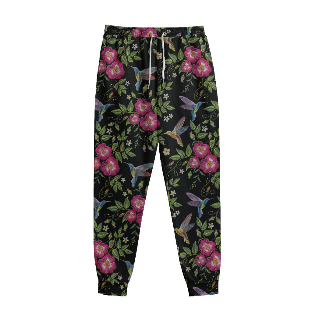 Wild Flowers And Hummingbird Print Sweatpants