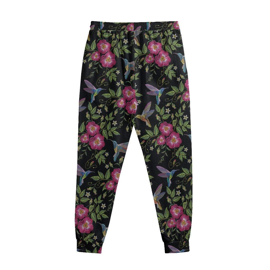 Wild Flowers And Hummingbird Print Sweatpants