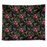 Wild Flowers And Hummingbird Print Tapestry