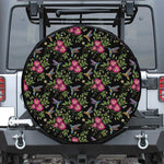 Wild Flowers And Hummingbird Print Tire Cover