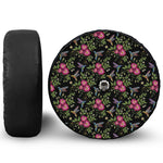 Wild Flowers And Hummingbird Print Tire Cover With Camera Hole