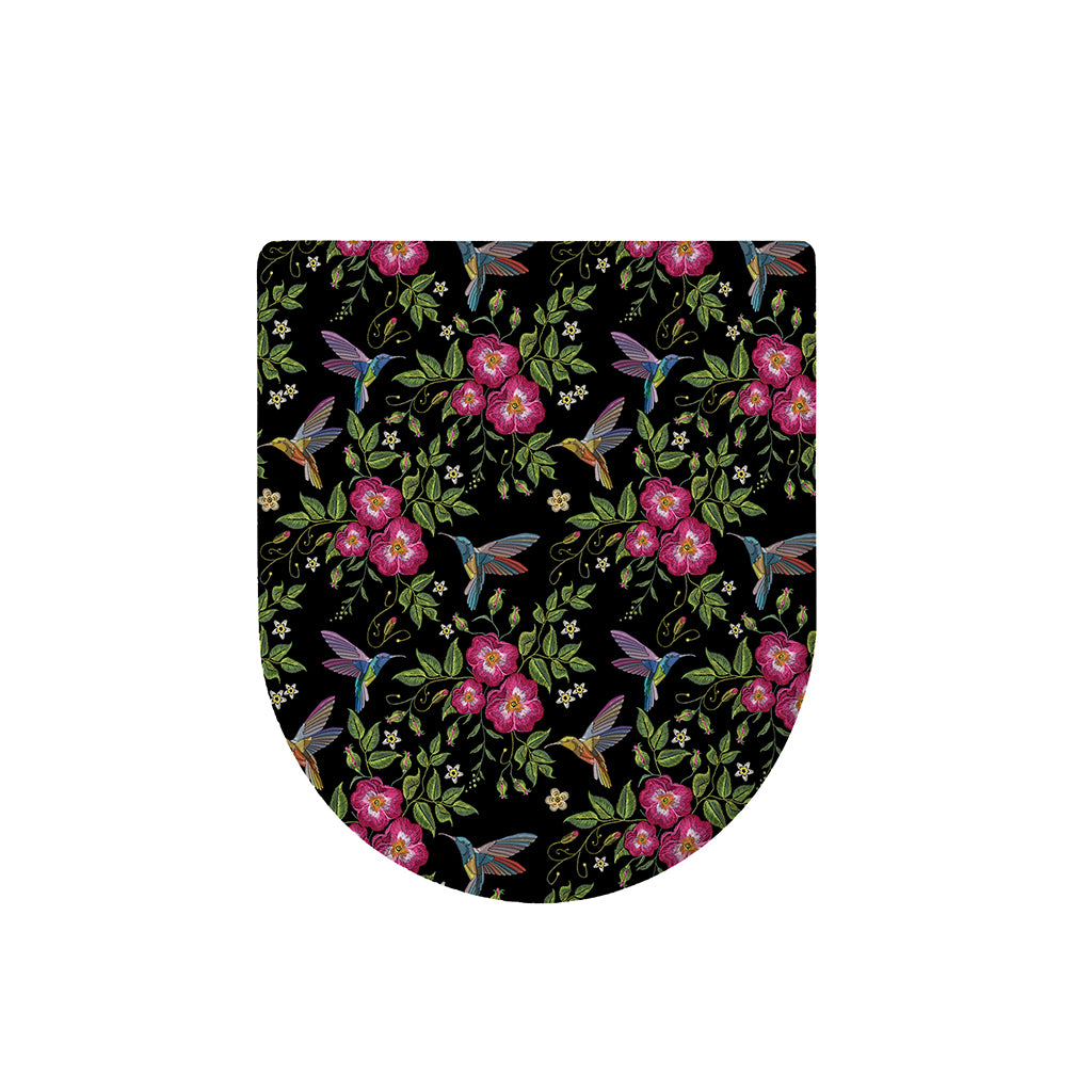 Wild Flowers And Hummingbird Print Toilet Lid Cover