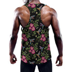 Wild Flowers And Hummingbird Print Training Tank Top