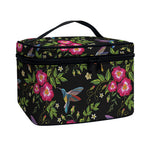 Wild Flowers And Hummingbird Print Travel Makeup Bag