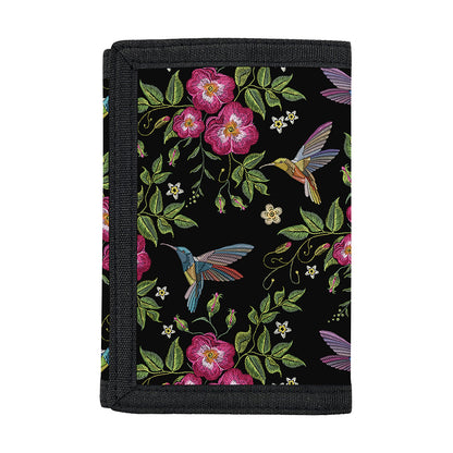 Wild Flowers And Hummingbird Print Trifold Wallet