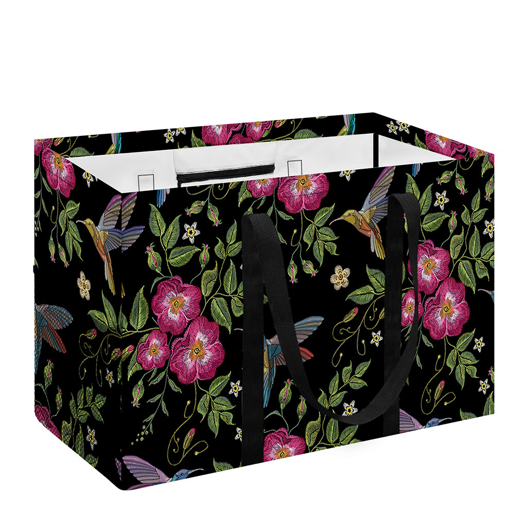 Wild Flowers And Hummingbird Print Utility Tote Bag