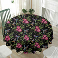 Wild Flowers And Hummingbird Print Waterproof Round Tablecloth