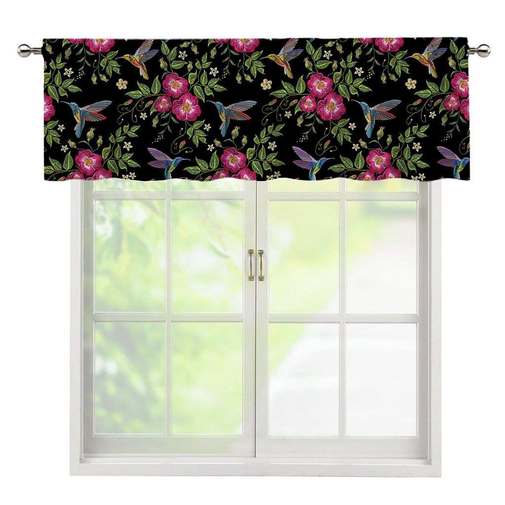 Wild Flowers And Hummingbird Print Window Valance