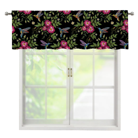 Wild Flowers And Hummingbird Print Window Valance