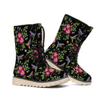 Wild Flowers And Hummingbird Print Winter Boots