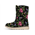 Wild Flowers And Hummingbird Print Winter Boots