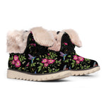 Wild Flowers And Hummingbird Print Winter Boots