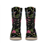 Wild Flowers And Hummingbird Print Winter Boots