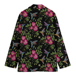 Wild Flowers And Hummingbird Print Women's Blazer
