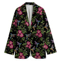 Wild Flowers And Hummingbird Print Women's Cotton Blazer