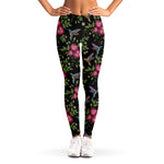 Wild Flowers And Hummingbird Print Women's Leggings