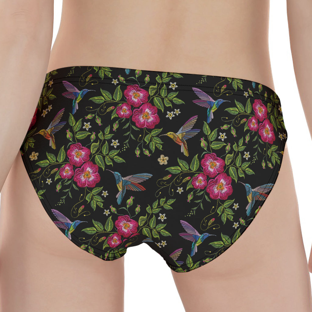 Wild Flowers And Hummingbird Print Women's Panties