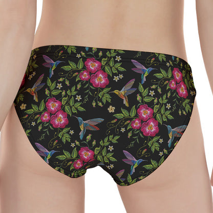 Wild Flowers And Hummingbird Print Women's Panties