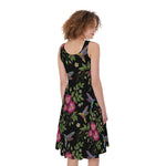 Wild Flowers And Hummingbird Print Women's Sleeveless Dress