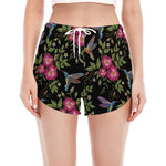 Wild Flowers And Hummingbird Print Women's Split Running Shorts