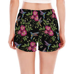 Wild Flowers And Hummingbird Print Women's Split Running Shorts