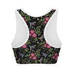 Wild Flowers And Hummingbird Print Women's Sports Bra