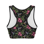 Wild Flowers And Hummingbird Print Women's Sports Bra