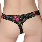 Wild Flowers And Hummingbird Print Women's Thong