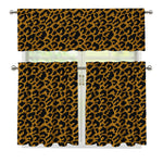 Wild Leopard Knitted Pattern Print 3 Piece Kitchen Curtains