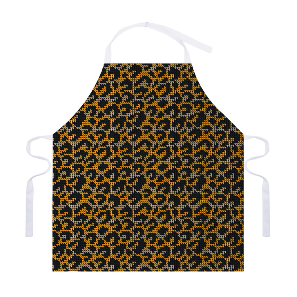 Wild Leopard Knitted Pattern Print Adjustable Apron