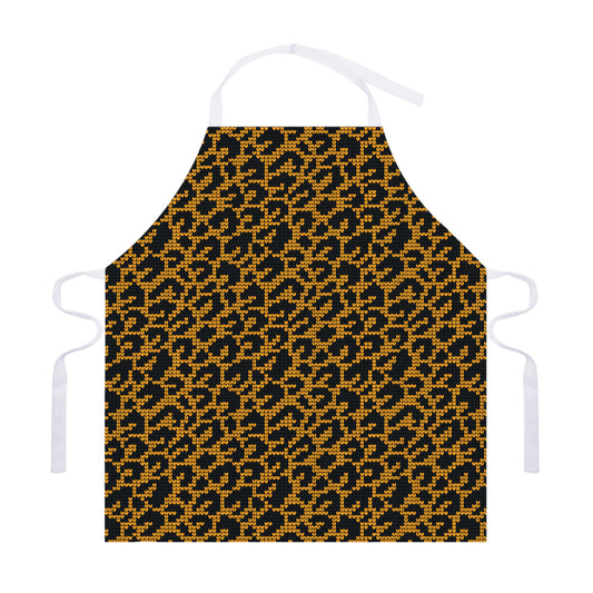 Wild Leopard Knitted Pattern Print Adjustable Apron