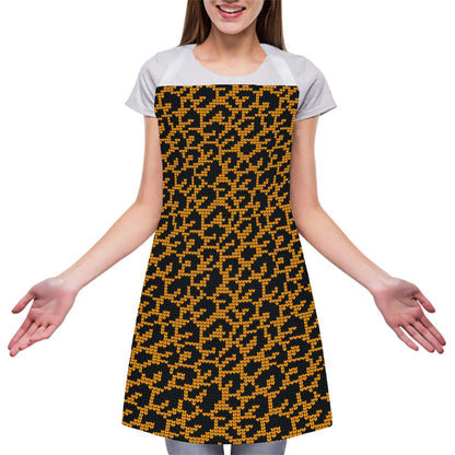 Wild Leopard Knitted Pattern Print Adjustable Apron
