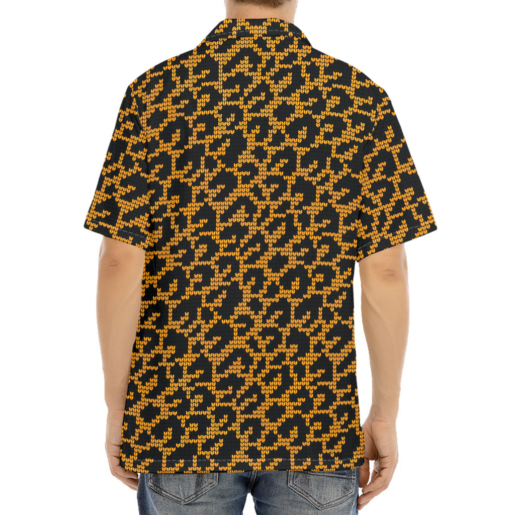 Wild Leopard Knitted Pattern Print Aloha Shirt