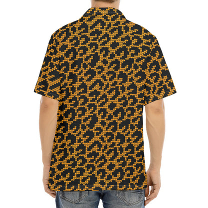 Wild Leopard Knitted Pattern Print Aloha Shirt