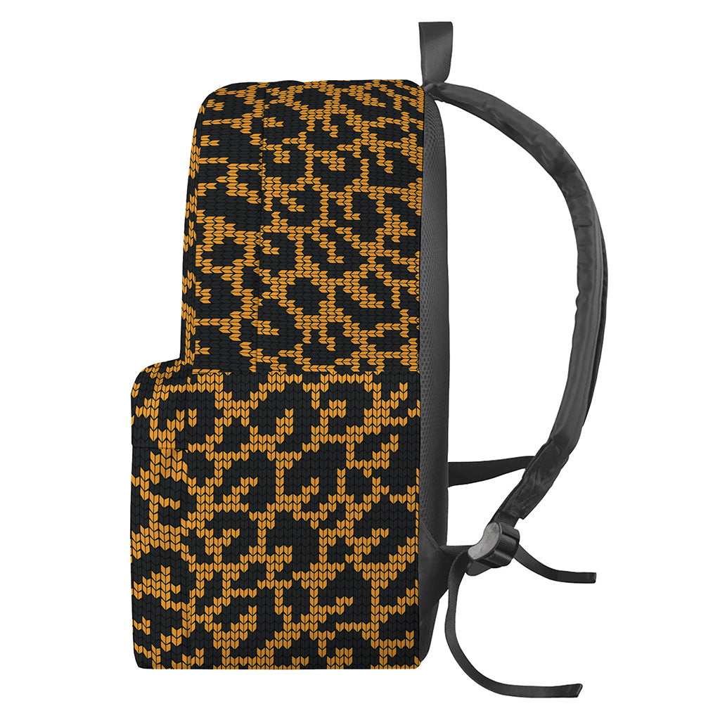 Wild Leopard Knitted Pattern Print Backpack