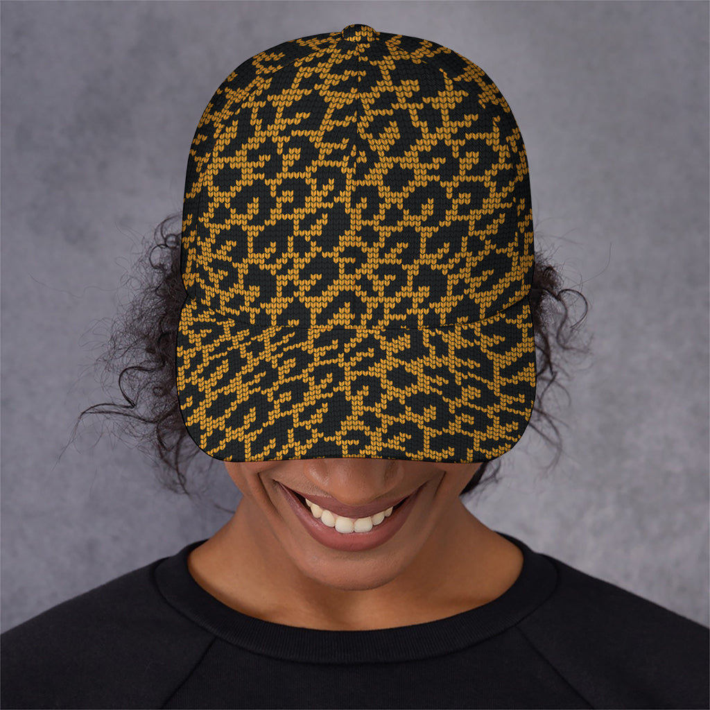 Wild Leopard Knitted Pattern Print Baseball Cap