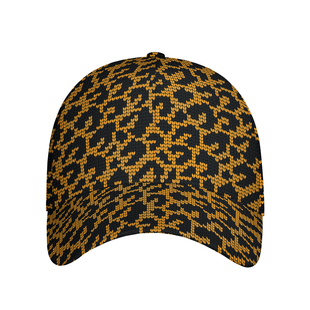 Wild Leopard Knitted Pattern Print Baseball Cap