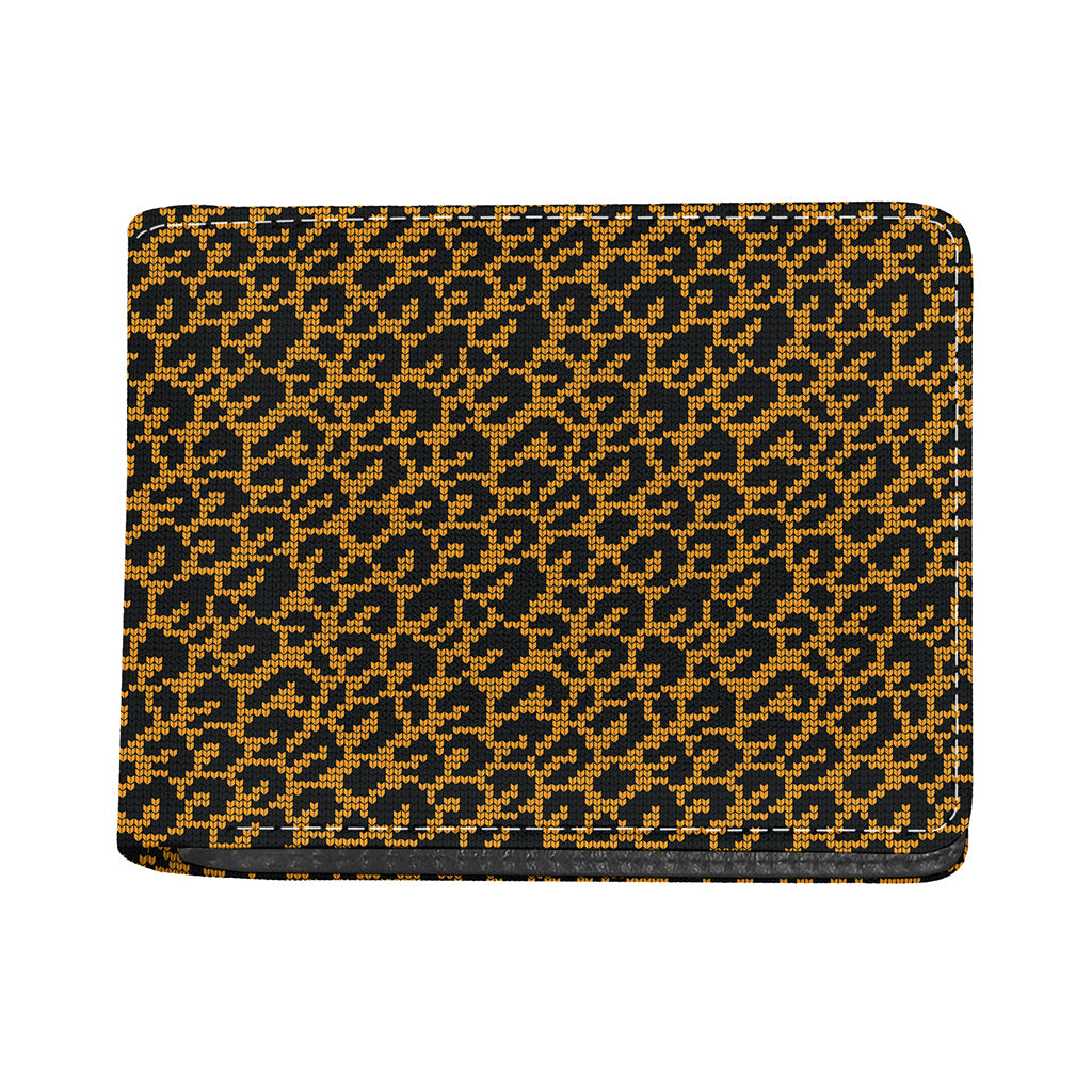 Wild Leopard Knitted Pattern Print Bifold Wallet