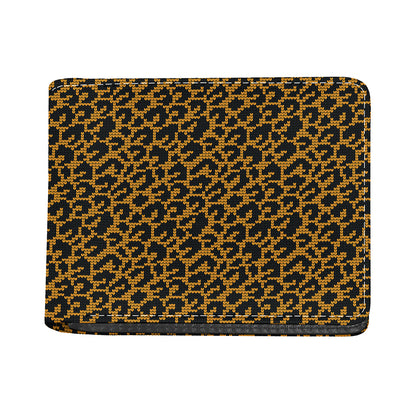 Wild Leopard Knitted Pattern Print Bifold Wallet