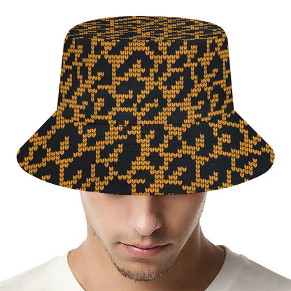 Wild Leopard Knitted Pattern Print Bucket Hat