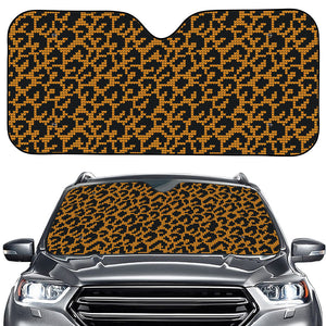 Wild Leopard Knitted Pattern Print Car Windshield Sun Shade