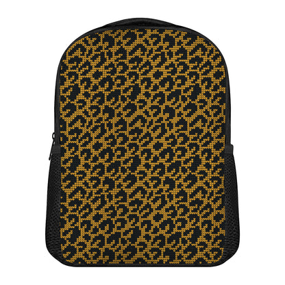 Wild Leopard Knitted Pattern Print Casual Backpack
