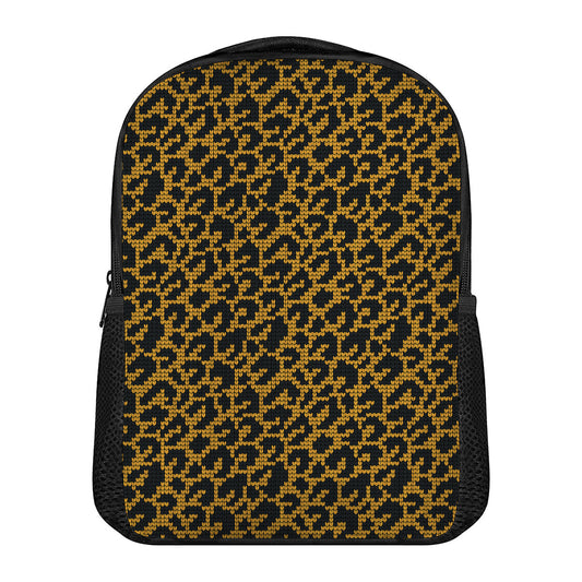 Wild Leopard Knitted Pattern Print Casual Backpack