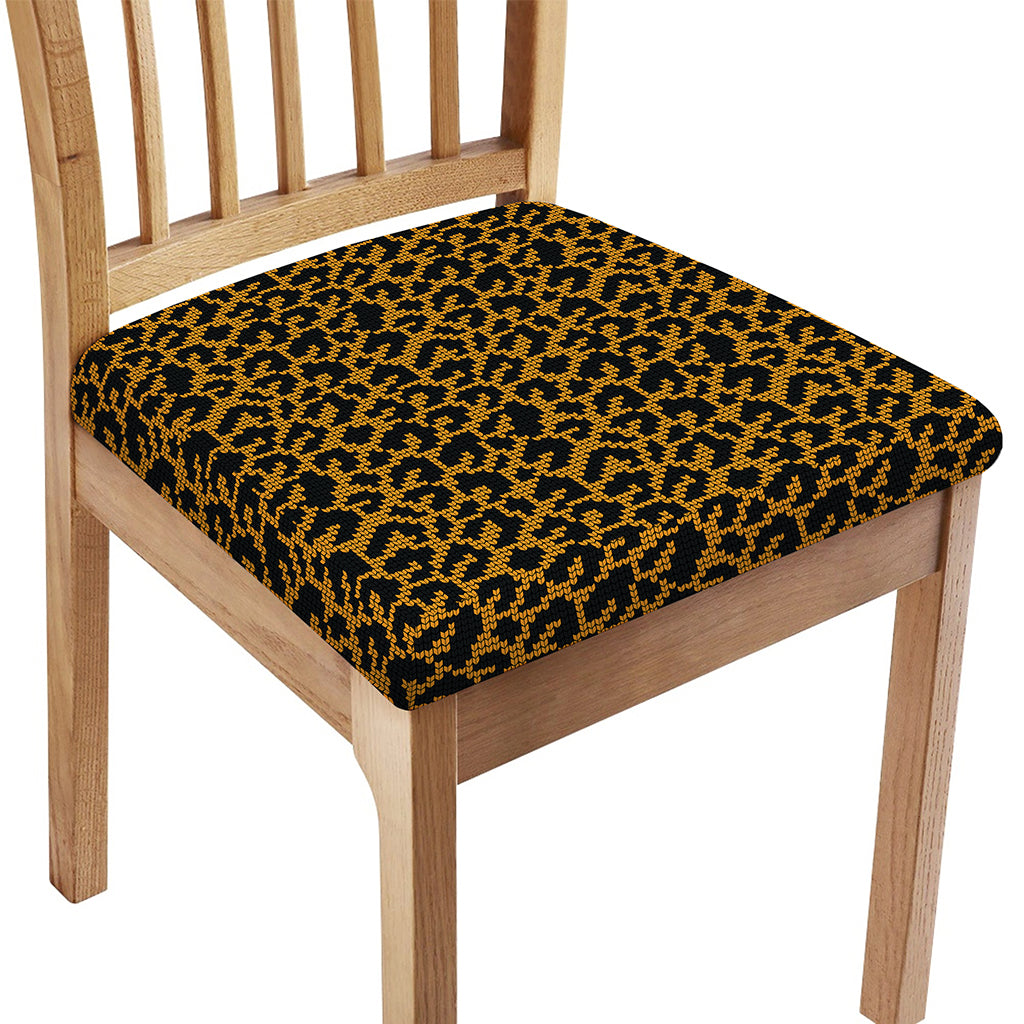 Wild Leopard Knitted Pattern Print Chair Cushion Cover