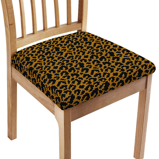 Wild Leopard Knitted Pattern Print Chair Cushion Cover