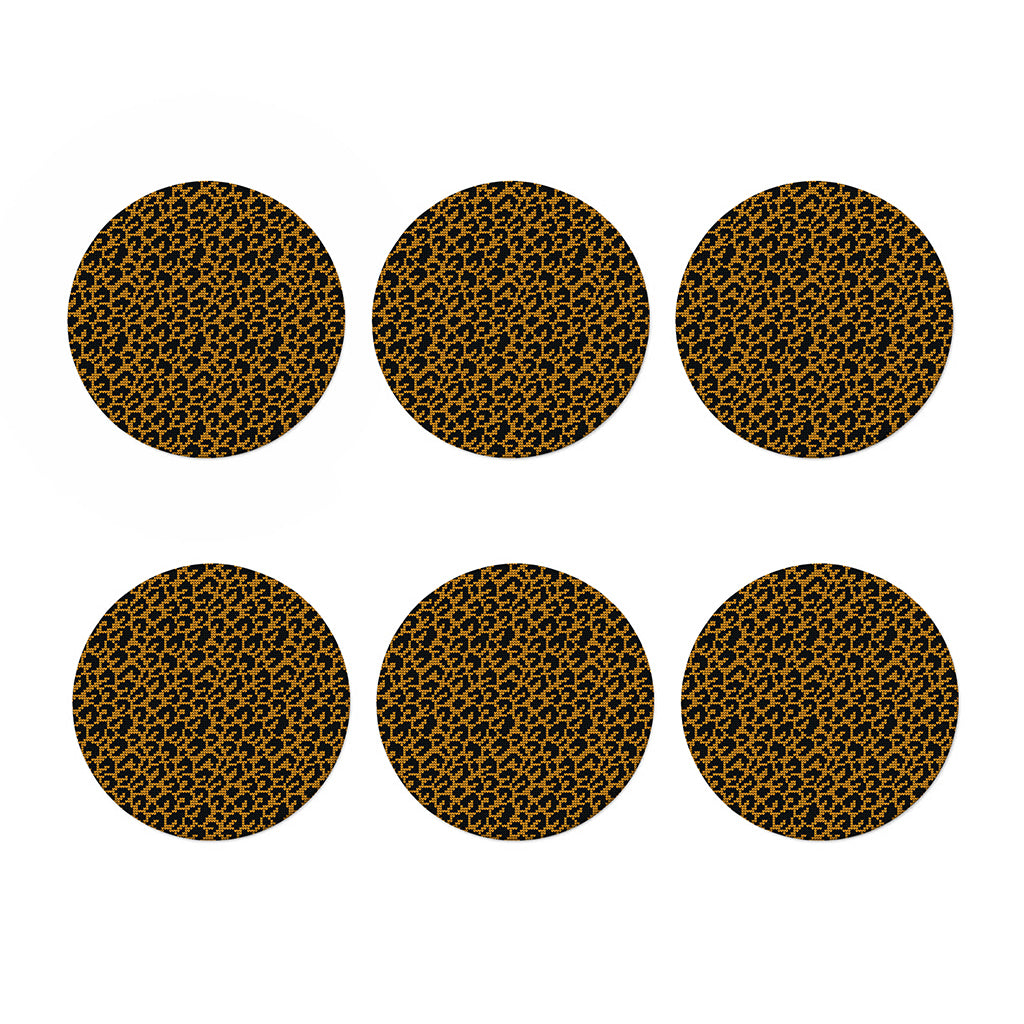 Wild Leopard Knitted Pattern Print Coaster Set