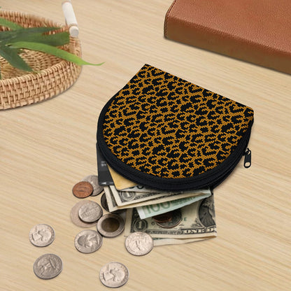 Wild Leopard Knitted Pattern Print Coin Purse
