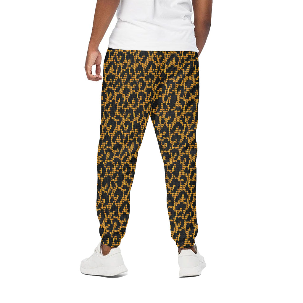 Wild Leopard Knitted Pattern Print Cotton Pants